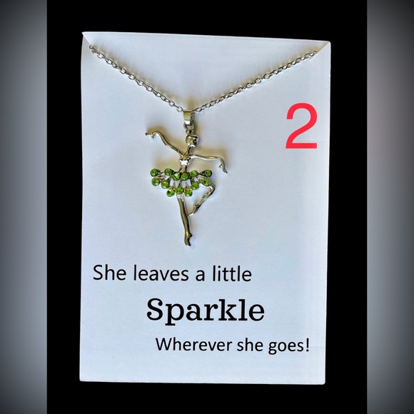🆕 Silver Ballerina Necklace  - Green - Picture 4 of 12